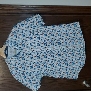 Munsingwear An Orginal Penguin Mens Retro Gamer Slim Fit Button Up Shirt LG